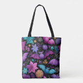 Midnight Garden Halloween vleermuizen en bloemen Tote Bag (Achterkant)