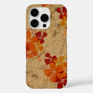Midnight Garden Hawaiian Faux Wood Red iPhone 16 Pro Hoesje