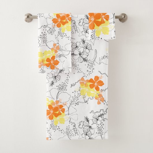 Midnight Garden Hawaiian Hibiscus Coordinate Bad Handdoek (Insitu)