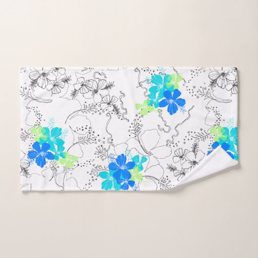 Midnight Garden Hawaiian Hibiscus Coordinate- Turq Bad Handdoek (Handdoek)