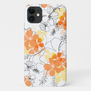 Midnight Garden Hawaiian Hibiscus Floral Papaya Case-Mate iPhone Case