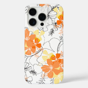 Midnight Garden Hawaiian Hibiscus Floral Papaya iPhone 16 Pro Hoesje