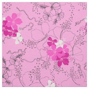 Midnight Garden Hawaiian Hibiscus Floral Stof