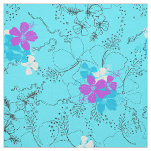 Midnight Garden Hawaiian Hibiscus Floral Stof