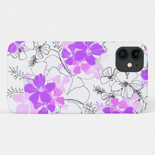 Midnight Garden Hawaiian Hibiscus Floral Violet Case-Mate iPhone Case (Achterkant (horizontaal))