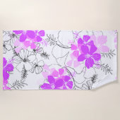 Midnight Garden Hawaiian Hibiscus Floral Violet Strandlaken (Voorkant)