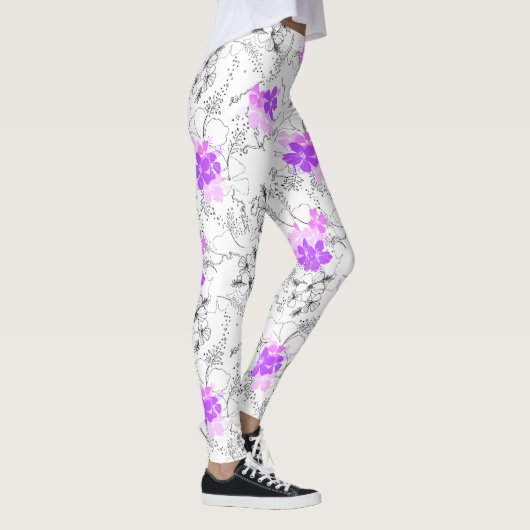 Midnight Garden Hawaiian Tropical Floral Leggings (Rechts)