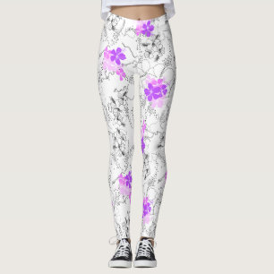 Midnight Garden Hawaiian Tropical Floral Leggings
