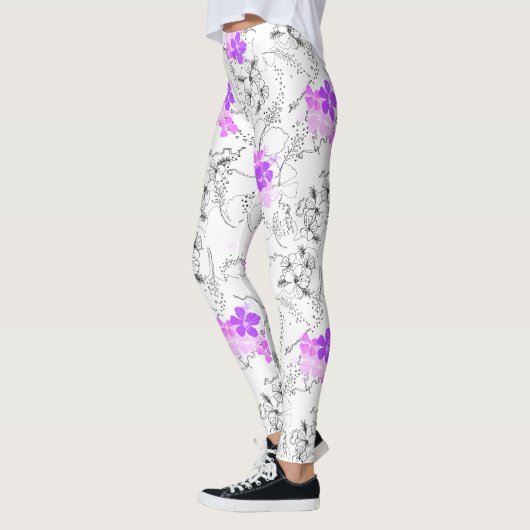 Midnight Garden Hawaiian Tropical Floral Leggings (Links)