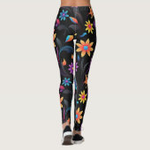 Midnight Garden: levendige bloemfantasie Leggings (Achterkant)