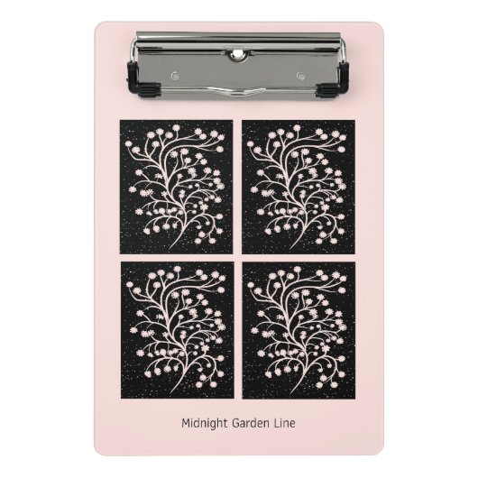 Midnight Garden Line Soft Pink Mini Klembord (Voorkant)