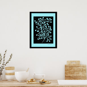Midnight Garden Line Turquoise Mist Poster