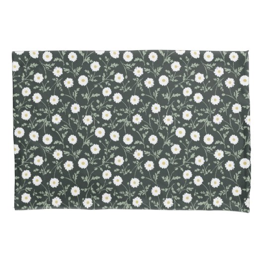 Midnight Garden Modern Farmhouse Daisy Pattern Kussensloop (Voorkant)