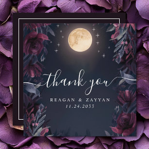 Midnight Garden Moon Wedding Bedankkaart