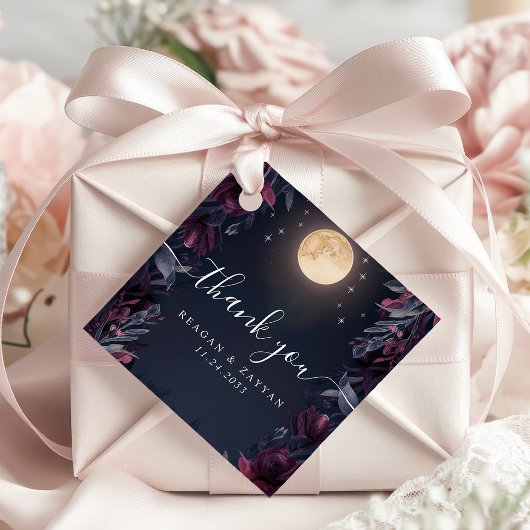Midnight Garden Moon Wedding Dank je wel Bedankjes Labels