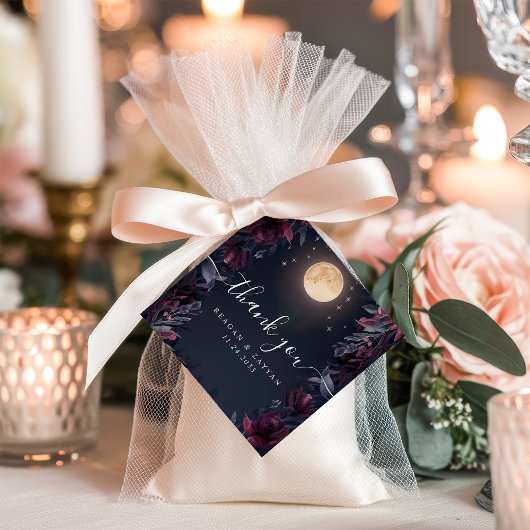 Midnight Garden Moon Wedding Dank je wel Bedankjes Labels