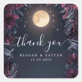 Midnight Garden Moon Wedding Dank je wel Vierkante Sticker