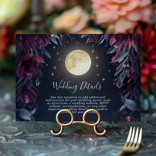 Midnight Garden Moon Wedding Details Informatiekaartje