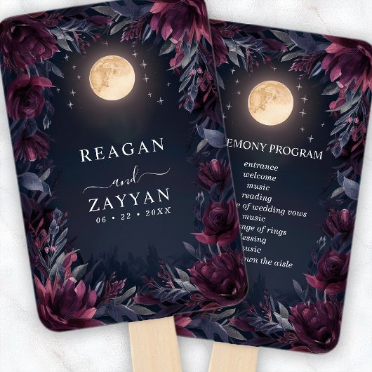 Midnight Garden Moon Wedding Programma Handwaaier