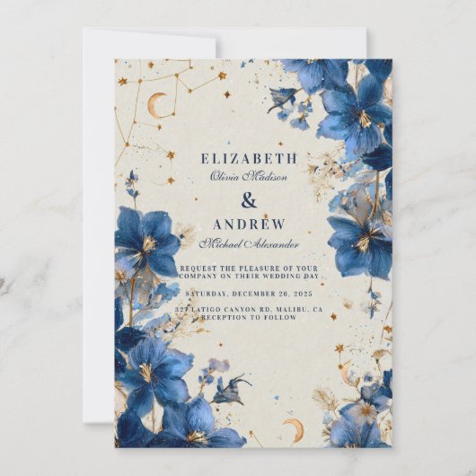 Midnight Garden Moonlit Romance Wedding Kaart (Voorkant)