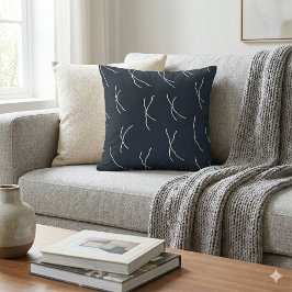 Midnight Garden Navy Abstract Sketchy Lines Kussen