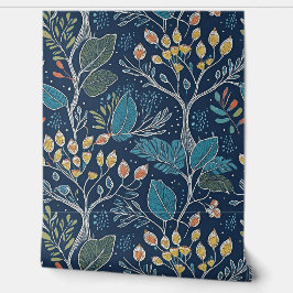 Midnight Garden Navy Botanical Behang