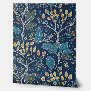 Midnight Garden Navy Botanical Behang