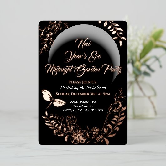 Midnight Garden Party uitnodiging (Staand Voorkant)