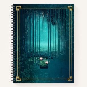 Midnight Garden Portal – Glowing Forest Dream Art Notitieboek