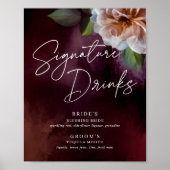 Midnight Garden Signature Drink Menu Wedding Sign Poster (Voorkant)