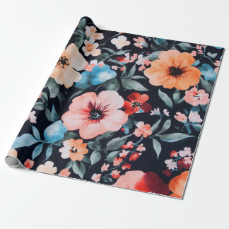 Midnight Garden Symphony Afdrukken | Bold Floral A Cadeaupapier