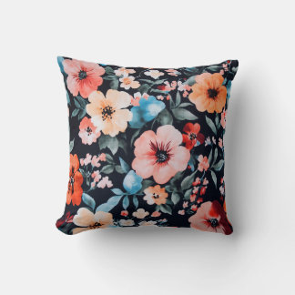 Midnight Garden Symphony Afdrukken | Bold Floral A Kussen