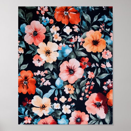 Midnight Garden Symphony Afdrukken | Bold Floral A Poster (Voorkant)