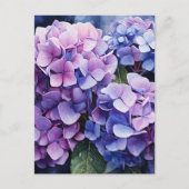 Midnight Garden Violet Hydrangea Waterverf Aankondigingskaart (Voorkant)