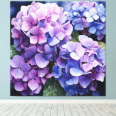 Midnight Garden Violet Hydrangea Waterverf Canvas Afdruk (Insitu (Houten vloer))