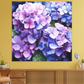 Midnight Garden Violet Hydrangea Waterverf Canvas Afdruk (Insitu (Woonkamer))