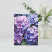 Midnight Garden Violet Hydrangea Waterverf Feestdagenkaart (Staand voorkant)