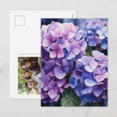 Midnight Garden Violet Hydrangea Waterverf Feestdagenkaart (Voorkant / Achterkant)