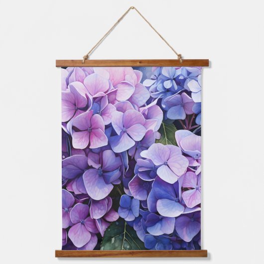 Midnight Garden Violet Hydrangea Waterverf Hangend Wandkleed (Voorkant)