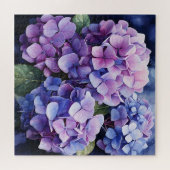 Midnight Garden Violet Hydrangea Waterverf Legpuzzel (Horizontaal)