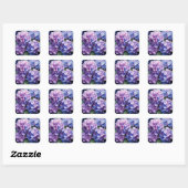 Midnight Garden Violet Hydrangea Waterverf Vierkante Sticker (Vel)