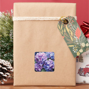 Midnight Garden Violet Hydrangea Waterverf Vierkante Sticker