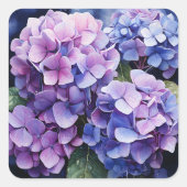 Midnight Garden Violet Hydrangea Waterverf Vierkante Sticker (Voorkant)