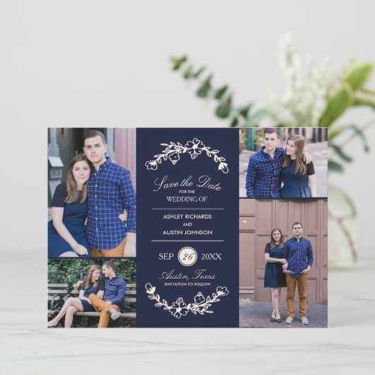 Midnight Garden Wedding Save the Date (Staand voorkant)