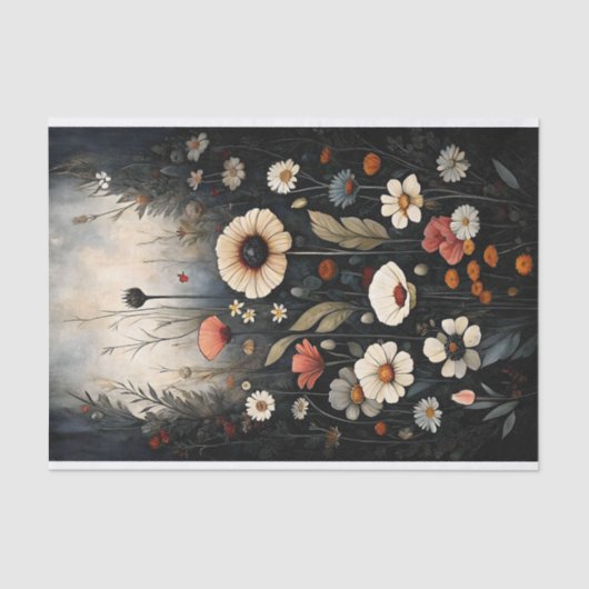 Midnight Garden Wildflowers Decoupage Tissuepapier (Voorkant)