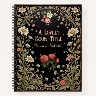 Midnight Garden Zwarte Vintage Bloemen Whimsigoth Notitieboek