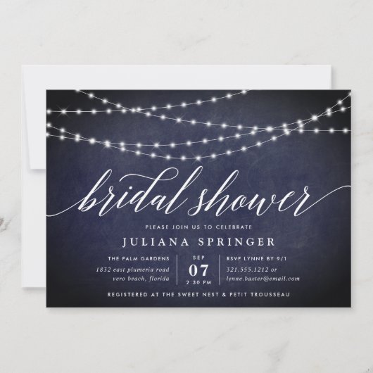 Midnight Garland Bridal Shower Invitation Kaart (Voorkant)