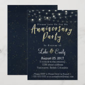 Midnight Glamour Jubileum Party Kaart (Voorkant / Achterkant)