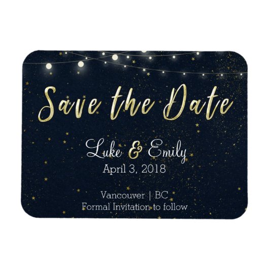 Midnight Glamour Save the Date Magneet (Horizontaal)