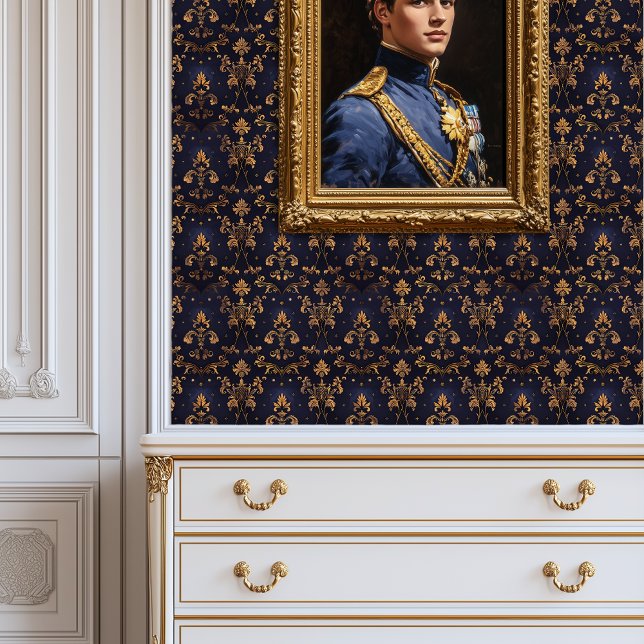 Midnight Gold Baroque Princess Behang (Midnight Gold Baroque Princesscore Wallpaper)